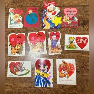 11 Vintage Valentine's Day Cards 1980s Ziggy Disney Garfield Cracker Jack More